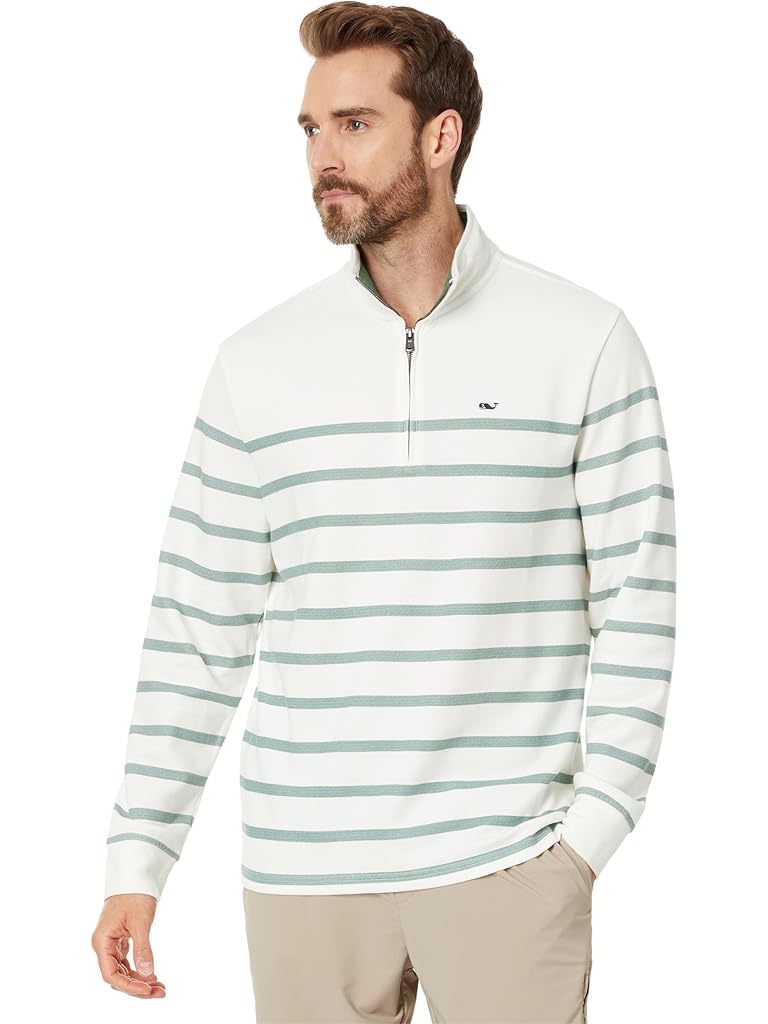 Green Vineyard Vines Breton Stripe Saltwater Quarter Zip